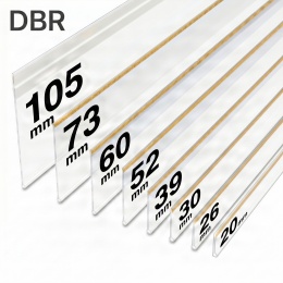 Ценникодержатели полочные на самоклеящейся основе DBR 20мм, 26мм, 30мм, 39мм, 52мм, 60мм, 73мм, 105мм.