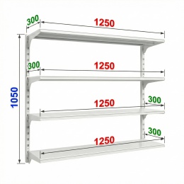 Полки 1250*300 для хранения «МультиФлекс» 1050МФ123Б, белый