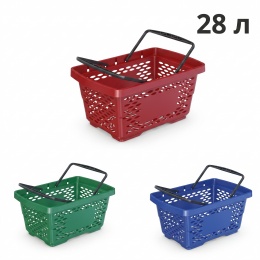 Корзина покупательская пластиковая 28л с двумя ручками