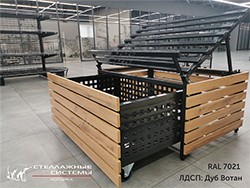 Дисплей фруктово-овощной 1200х1000 мм с выкатным ящиком комплект с обрешеткой