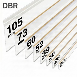Самоклеящиеся ценникодержатели DBR 20, 26, 30, 39, 52, 60, 73 и 105 мм