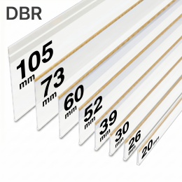 Ценникодержатели полочные на самоклеящейся основе DBR 20мм, 26мм, 30мм, 39мм, 52мм, 60мм, 73мм, 105мм.
