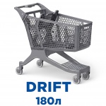 Тележка покупательская пластиковая DRIFT серая, задняя стенка серая (RAL 7024) с детским сиденьем. Обратите внимание: цена указана при покупке кратно 8 шт.