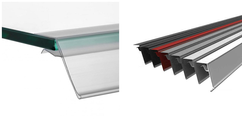 Ценникодержатель  для стеклянных полок GLS39, 1250мм  красный (0-012-1250-Кр)