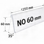 Самоклеящийся ценникодержатель NO60  длина 1250 мм прозрачный