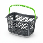 Корзина покупательская, RAL 7024, ручка зеленая 23 л