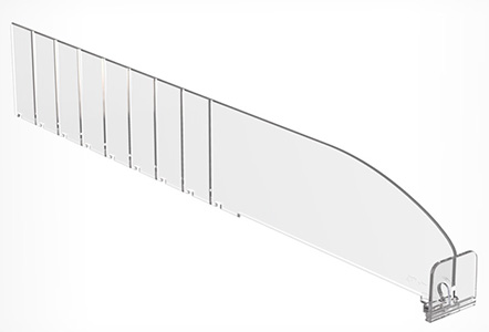 Разделитель полочный обламывающийся с фронтальным ограничителем высотой 30мм, DIV60 -ВT30-285-485  высотой 60 мм, длина  285-485мм