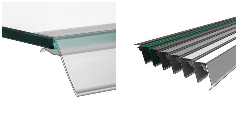 Ценникодержатель ПВХ для стеклянных полок GLS39, 1000мм  зеленый (0-012-1000-Зел)