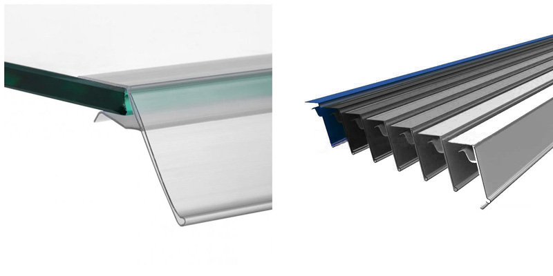 Ценникодержатель  для стеклянных полок GLS39, 1250мм  синий (0-012-1250-Син)
