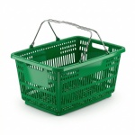 Корзина покупательская с двумя металлическими ручками, цвет зеленый 30 л