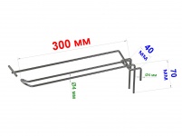 Крючок двойной с ценником 300 мм пруток 4 мм на сетку блестящий цинк