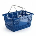 Корзина покупательская с двумя металлическими ручками, цвет синий 30 л