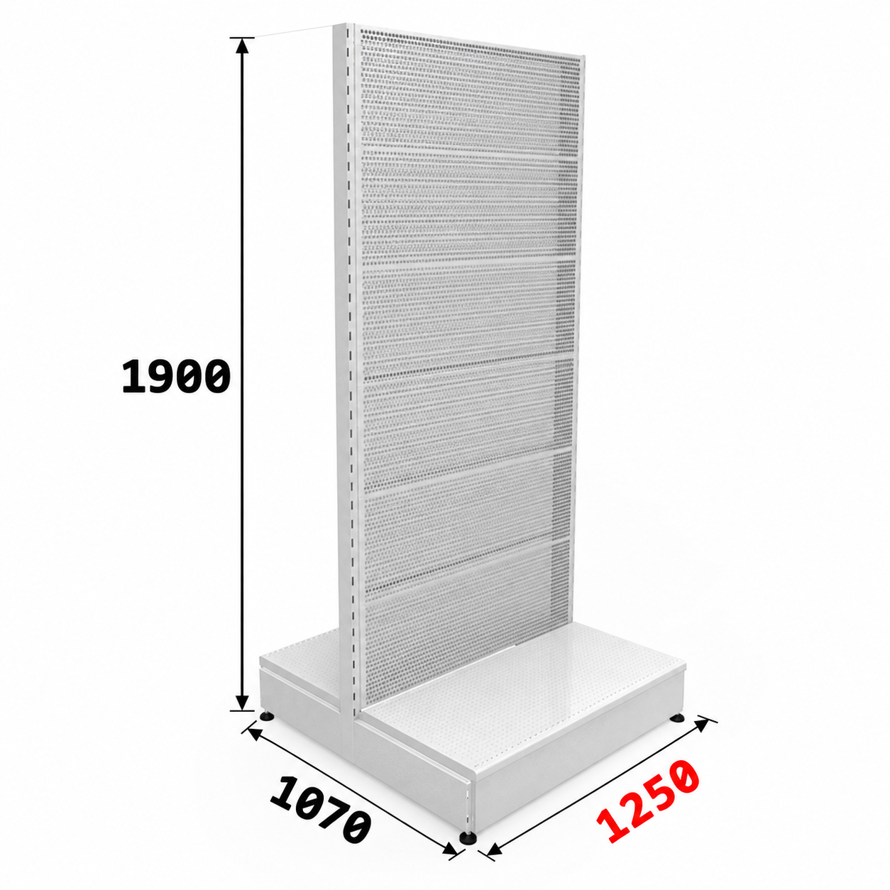 Стеллаж торговый металлический островной перфорированный 1900х500х1250 "Нордика"