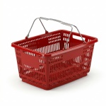 Корзина покупательская с двумя металлическими ручками, цвет красный 30 л
