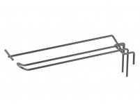 Крючок двойной с ценником 300 мм пруток 4 мм на сетку блестящий цинк